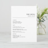 Eenvoudig minimalistisch bruiloft diner menu (Staand voorkant)