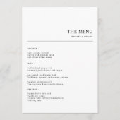 Eenvoudig minimalistisch bruiloft diner menu (Voorkant)
