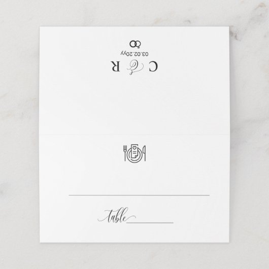 Eenvoudig minimalistisch bruiloft Escort gevouwen Plaatskaartje (Buitenkant ongevouwen)