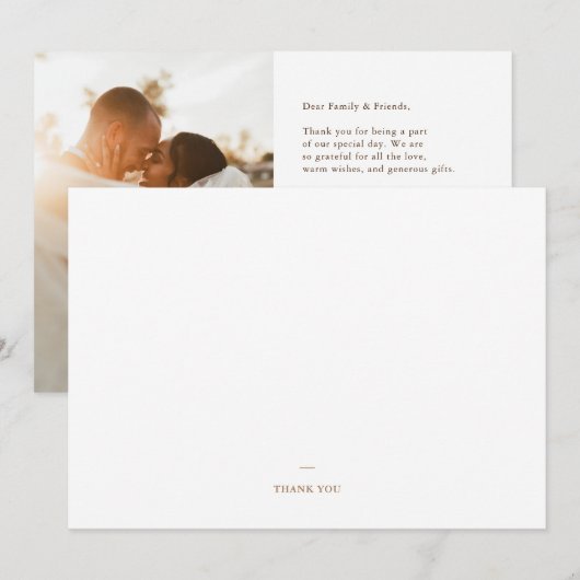 Eenvoudig minimalistisch bruiloft foto Hartelijk d Bedankkaart (Voorkant / Achterkant)
