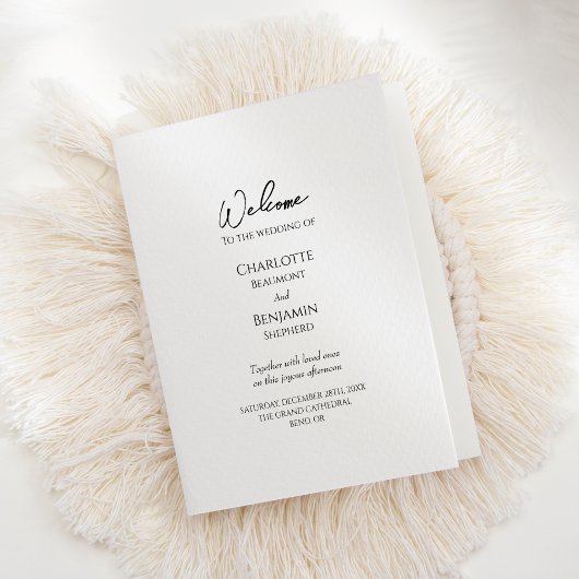 Eenvoudig minimalistisch bruiloft gevouwen program programma