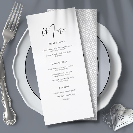 Eenvoudig Minimalistisch bruiloft Menu Black ID523