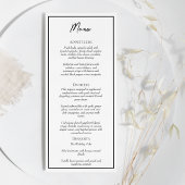 Eenvoudig minimalistisch bruiloft plat menu