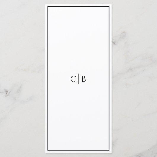 Eenvoudig minimalistisch bruiloft plat menu (Achterkant)