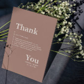 Eenvoudig minimalistisch bruin elegant bedankkaart
