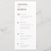 Eenvoudig minimalistisch bruin elegant huwelijksme menu (Voorkant)