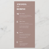 Eenvoudig minimalistisch bruin elegant huwelijksme menu (Voorkant)