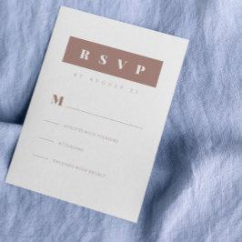 Eenvoudig minimalistisch bruin elegant RSVP kaartje