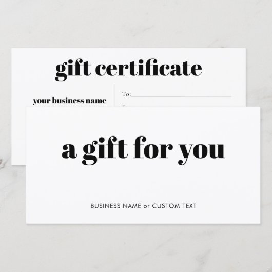 Eenvoudig minimalistisch cadeaubon voor kleine bed (Voorkant / Achterkant)