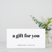 Eenvoudig minimalistisch cadeaubon voor kleine bed (Staand voorkant)