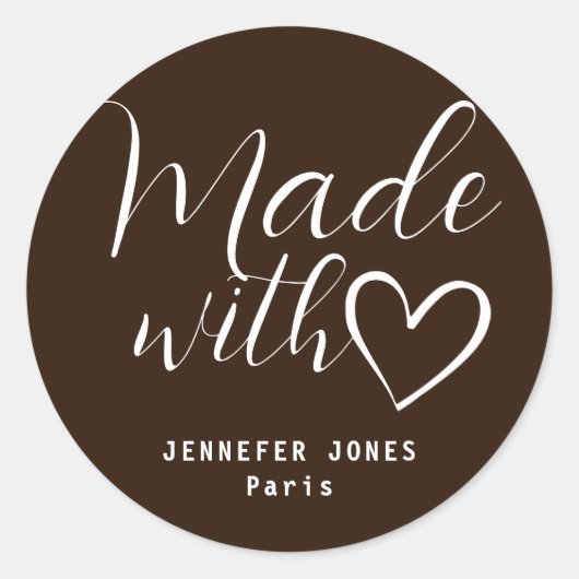 Eenvoudig minimalistisch chocolade gemaakt met lie ronde sticker (Voorkant)