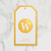 Eenvoudig minimalistisch cirkelmonogram goudolie cadeaulabels (Voorkant)