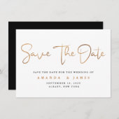 Eenvoudig minimalistisch Cooper Gold-script Save The Date (Voorkant / Achterkant)