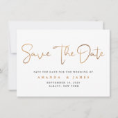 Eenvoudig minimalistisch Cooper Gold-script Save The Date (Voorkant)