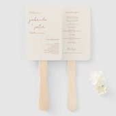 Eenvoudig minimalistisch crème modern huwelijkspro handwaaier (Voorkant en achterkant)