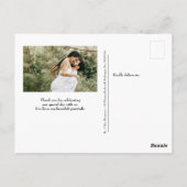 Eenvoudig minimalistisch Dank je scriptweduwfoto Briefkaart (Achterkant)