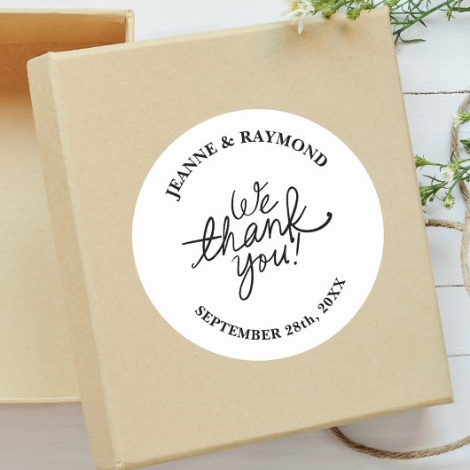 Eenvoudig Minimalistisch Dank U Trouwcadeau Ronde Sticker