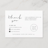 Eenvoudig minimalistisch Dank u voor de bijsluiter Visitekaartje (Achterkant)
