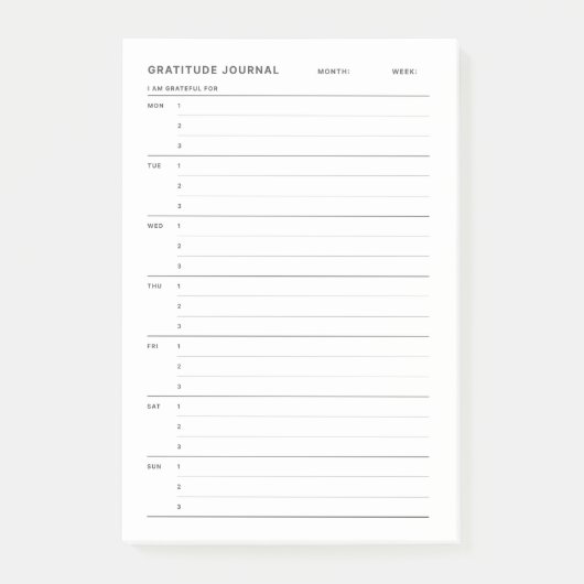 Eenvoudig minimalistisch dankbaarheidsdagboek post-it® notes (Voorkant)