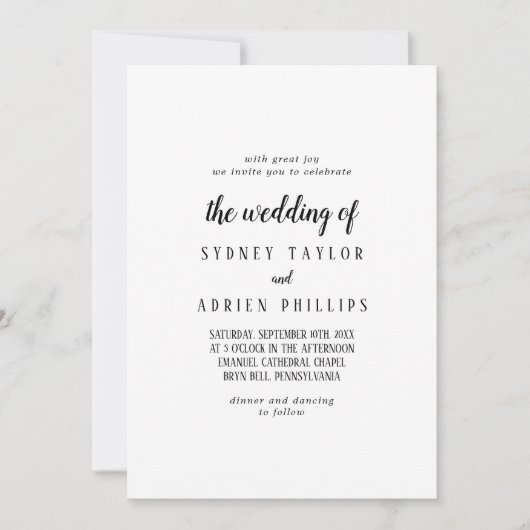 Eenvoudig minimalistisch de bruiloft van kaart (Voorkant)