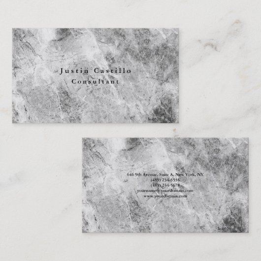 Eenvoudig minimalistisch design grijs visitekaartje (Voorkant / Achterkant)