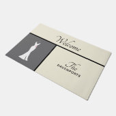 Eenvoudig minimalistisch design met elegante witte deurmat (Schuin)
