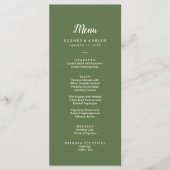 Eenvoudig minimalistisch|Donker salie bruiloft din Menu (Voorkant)