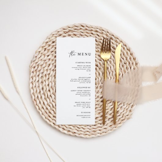 Eenvoudig minimalistisch donkerbruin en witwasavon menu