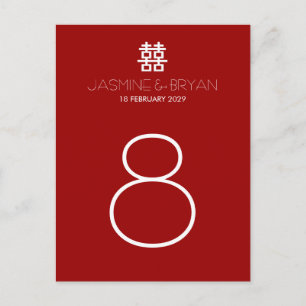 Eenvoudig minimalistisch dubbelgeluk Chinees huwel Briefkaart