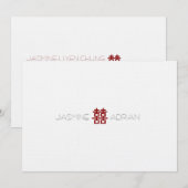 Eenvoudig minimalistisch dubbelgeluk Chinees huwel Kaart (Voorkant / Achterkant)