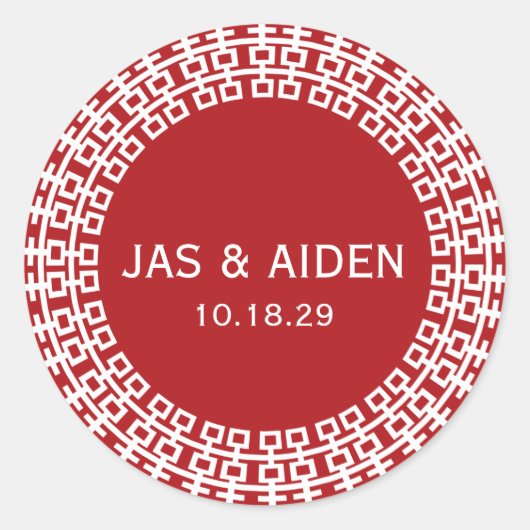 Eenvoudig minimalistisch dubbelgeluk Chinees huwel Ronde Sticker (Voorkant)