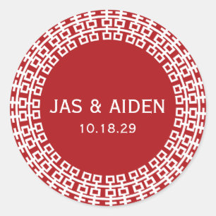 Eenvoudig minimalistisch dubbelgeluk Chinees huwel Ronde Sticker
