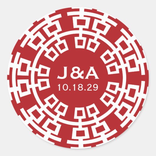 Eenvoudig minimalistisch dubbelgeluk Chinees huwel Ronde Sticker (Voorkant)