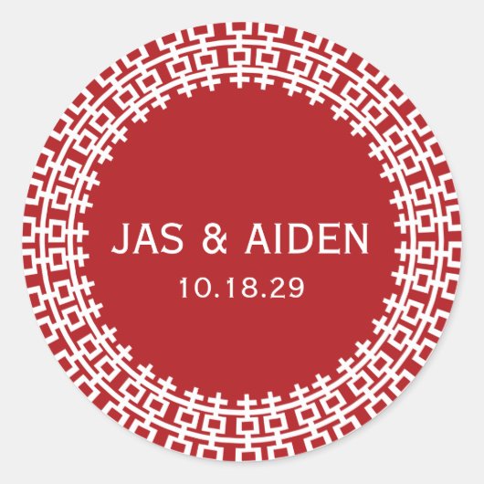 Eenvoudig minimalistisch dubbelgeluk Chinees huwel Ronde Sticker (Voorkant)
