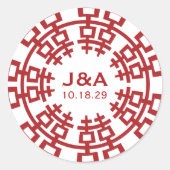Eenvoudig minimalistisch dubbelgeluk Chinees huwel Ronde Sticker (Voorkant)