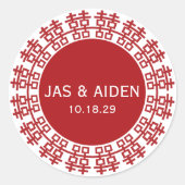 Eenvoudig minimalistisch dubbelgeluk Chinees huwel Ronde Sticker (Voorkant)