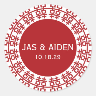 Eenvoudig minimalistisch dubbelgeluk Chinees huwel Ronde Sticker