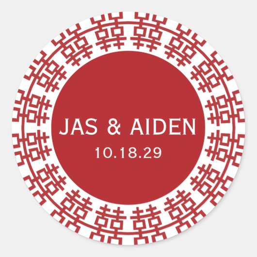 Eenvoudig minimalistisch dubbelgeluk Chinees huwel Ronde Sticker (Voorkant)