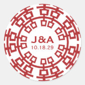 Eenvoudig minimalistisch dubbelgeluk Chinees huwel Ronde Sticker (Voorkant)