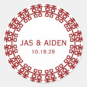 Eenvoudig minimalistisch dubbelgeluk Chinees huwel Ronde Sticker (Voorkant)