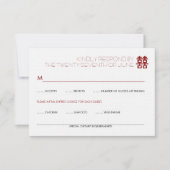 Eenvoudig minimalistisch dubbelgeluk Chinees huwel RSVP Kaartje (Voorkant)