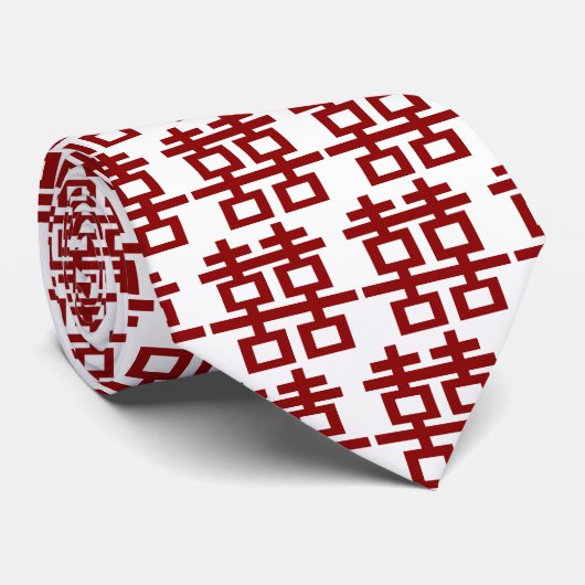 Eenvoudig minimalistisch dubbelgeluk Chinees huwel Stropdas (Opgerold)