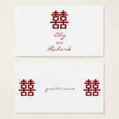 Eenvoudig minimalistisch dubbelgeluk Chinees huwel Visitekaartjes (Voorkant /achterkant)