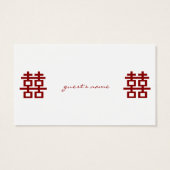 Eenvoudig minimalistisch dubbelgeluk Chinees huwel Visitekaartjes (Achterkant)