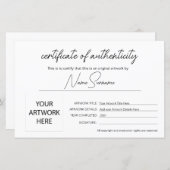 Eenvoudig minimalistisch echtheidscertificaat (Voorkant / Achterkant)