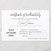 Eenvoudig minimalistisch echtheidscertificaat (Voorkant)