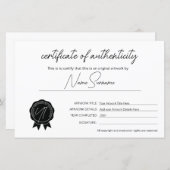 Eenvoudig minimalistisch echtheidscertificaat (Voorkant / Achterkant)