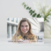 Eenvoudig minimalistisch één foto-Afstuderen Bedankkaart (Staand voorkant)