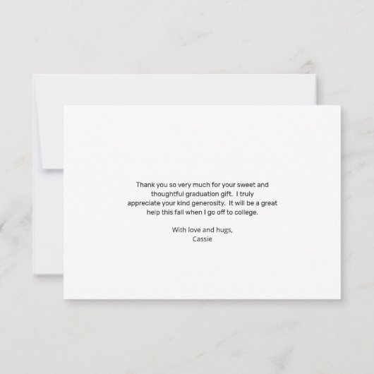 Eenvoudig minimalistisch één foto-Afstuderen Bedankkaart (Achterkant)