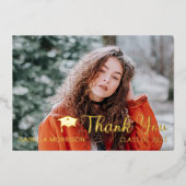 Eenvoudig minimalistisch één foto-Afstuderen Dank  Folie Uitnodiging (Voorkant)
